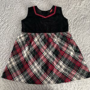 Hanna Andersson Holiday Dress Size 90 3T Girls Plaid Tartan Flannel Velvet
